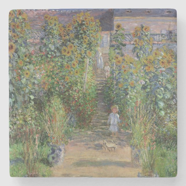 Claude Monet | The Artist's Garden at Vetheuil Stone Coaster (Front)