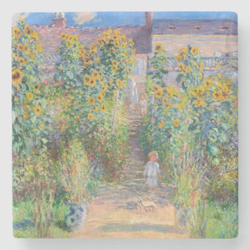 Claude Monet _ The Artists Garden at Vetheuil Stone Coaster