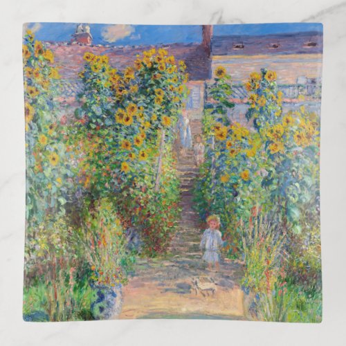 Claude Monet _ The Artists Garden at Vetheuil Trinket Tray