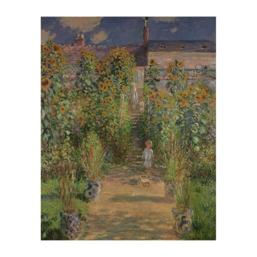 Claude Monet  The Artists Garden at Vetheuil Wood Wall Decor