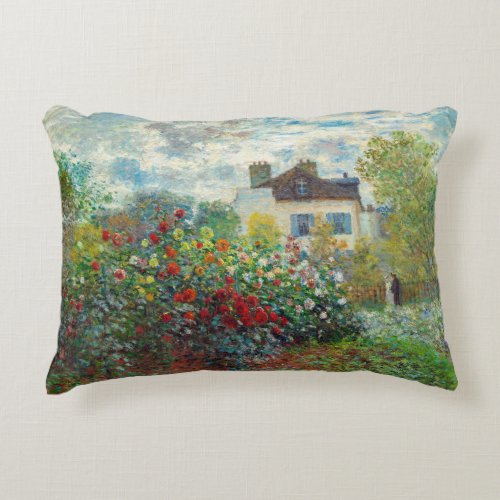 Claude Monet _ The Artists Garden in Argenteuil Accent Pillow