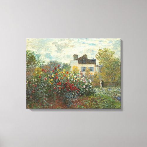 Claude Monet  The Artists Garden in Argenteuil Canvas Print