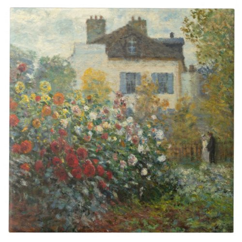 Claude Monet  The Artists Garden in Argenteuil Ceramic Tile