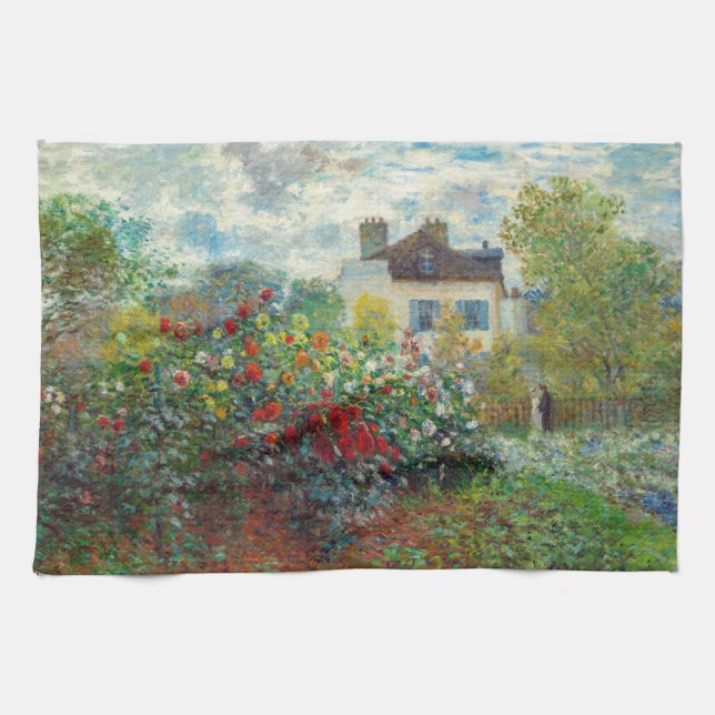 Claude Monet - The Artist's Garden in Argenteuil Kitchen Towel (Horizontal)