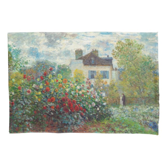 Claude Monet - The Artist's Garden in Argenteuil Pillow Case (Front)