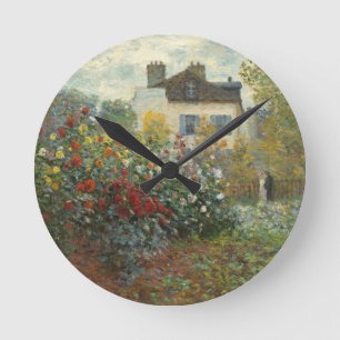 Claude Monet The Artist's Garden in Argenteuil Round Clock