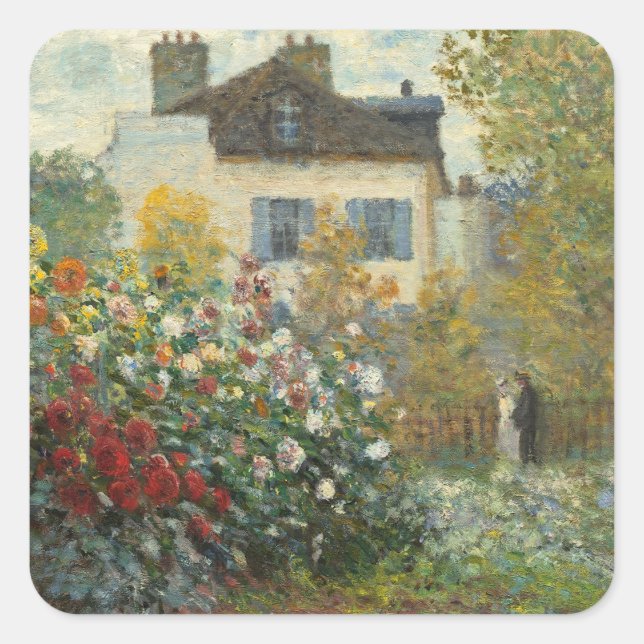 Claude Monet | The Artist's Garden in Argenteuil Square Sticker (Front)