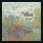 Claude Monet - The Artist's Garden in Argenteuil Stone Coaster<br><div class="desc">The Artist's Garden in Argenteuil / A Corner of the Garden with Dahlias - Claude Monet,  Oil on Canvas,  1873</div>
