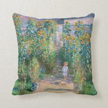 Claude Monet The Artist's Garden Painting Pillow by artgallerie at Zazzle