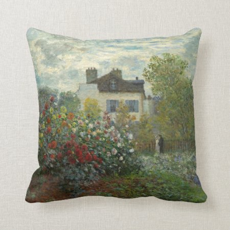 Claude Monet The Artist's Garden Painting Pillow