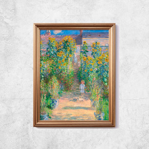 Claude Monet The Artists Garden Sunflowers Old Art Poster