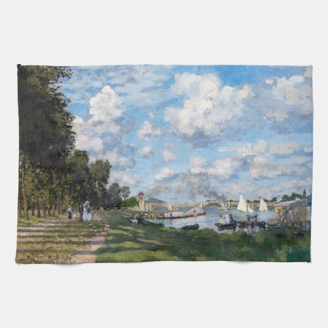 Claude Monet - The Basin at Argenteuil Kitchen Towel (Horizontal)
