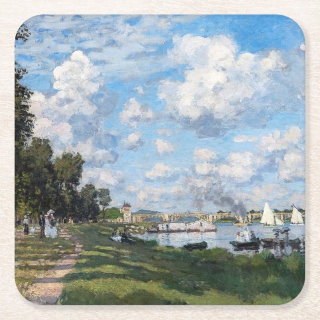 Claude Monet - The Basin at Argenteuil Square Paper Coaster (Front)
