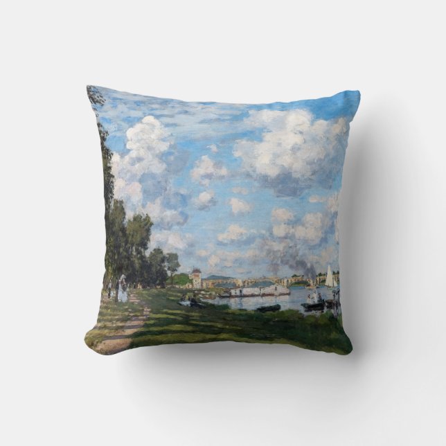 Claude Monet - The Basin at Argenteuil Throw Pillow (Front)