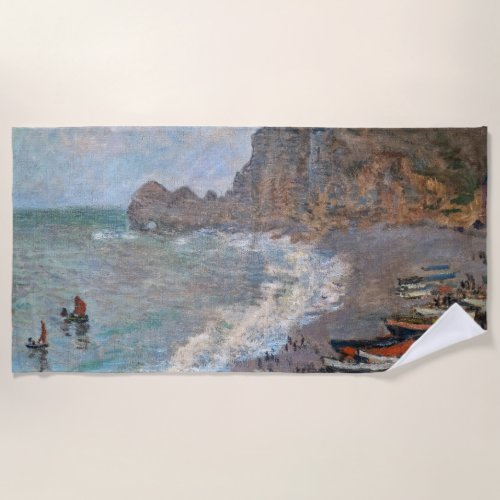Claude Monet _ The Beach at Etretat Beach Towel