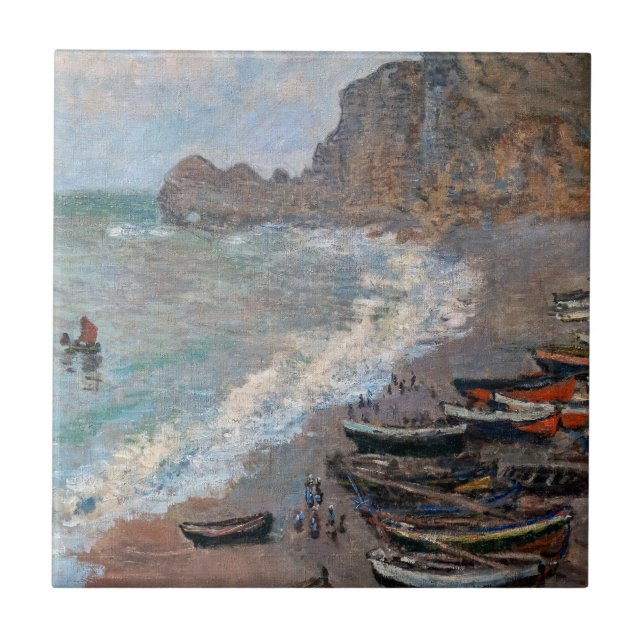 Claude Monet - The Beach at Etretat Ceramic Tile (Front)