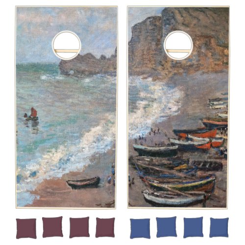 Claude Monet _ The Beach at Etretat Cornhole Set