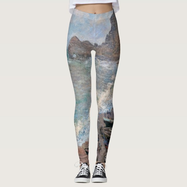 Claude Monet - The Beach at Etretat Leggings (Front)