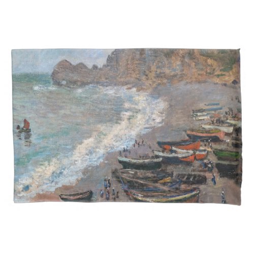 Claude Monet _ The Beach at Etretat Pillow Case