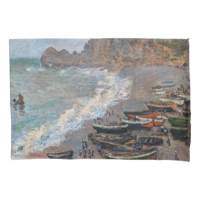 Claude Monet - The Beach at Etretat Pillow Case (Front)