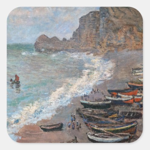 Claude Monet _ The Beach at Etretat Square Sticker