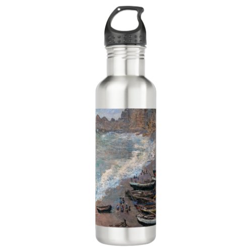 Claude Monet _ The Beach at Etretat Stainless Steel Water Bottle