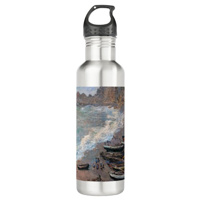 Claude Monet - The Beach at Etretat Stainless Steel Water Bottle (Front)