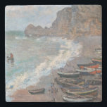Claude Monet - The Beach at Etretat Stone Coaster<br><div class="desc">The Beach at Etretat / Etretat: La Plage et la Porte d'Amont - Claude Monet,  1883</div>