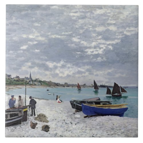 Claude Monet  The Beach at Sainte_Adresse Ceramic Tile