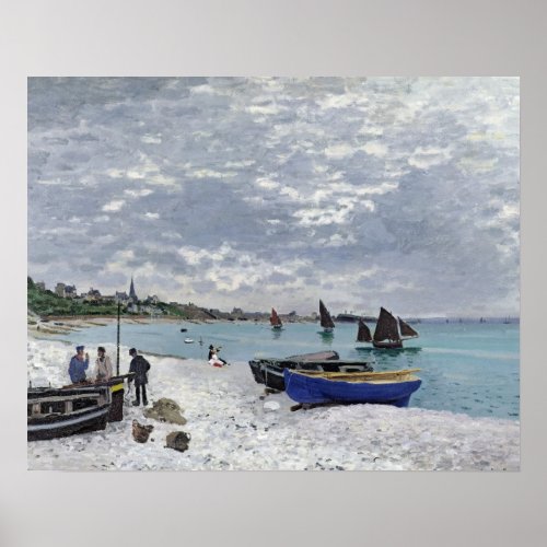 Claude Monet  The Beach at Sainte_Adresse Poster