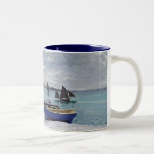Claude Monet The Beach at Sainte-Adresse Two-Tone Coffee Mug
