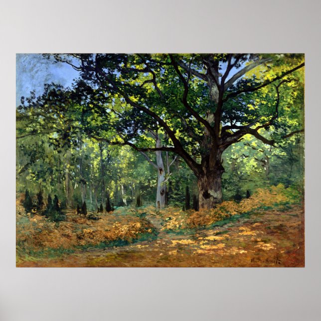 Claude Monet The Bodmer Oak, Fontainebleau Forest Poster (Front)