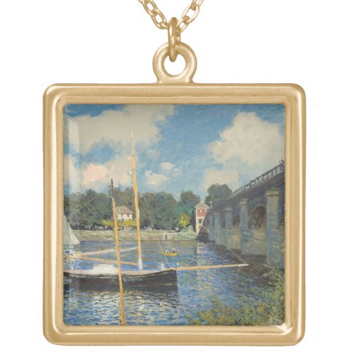 Claude Monet  The Bridge at Argenteuil Gold Plated Necklace