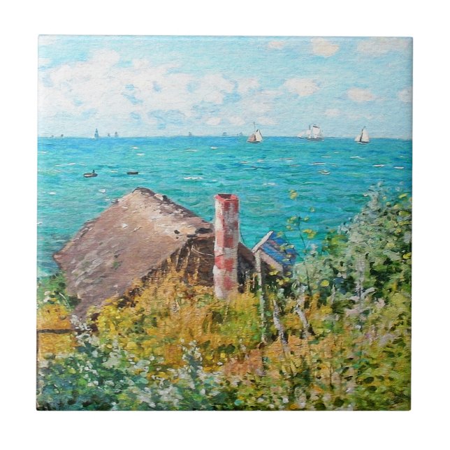 Claude Monet The Cabin At Saint-Adresse Fine Art Ceramic Tile (Front)