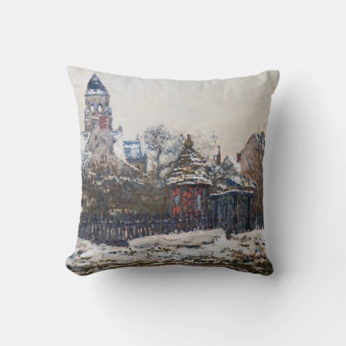 Claude Monet _ The Church at Vetheuil Throw Pillow