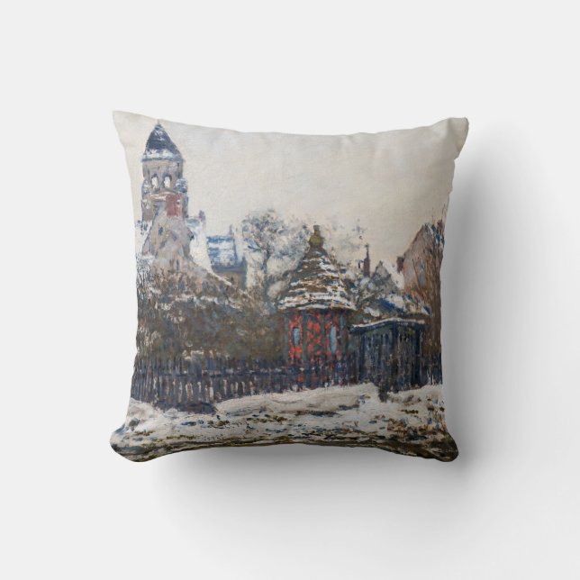 Claude Monet - The Church at Vetheuil Throw Pillow (Front)