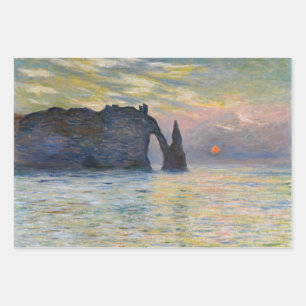 Claude Monet - The Cliff, Etretat, Sunset Wrapping Paper Sheets