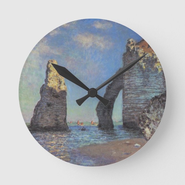 Claude Monet The Cliffs at Etretat Destiny Gifts Round Clock (Front)