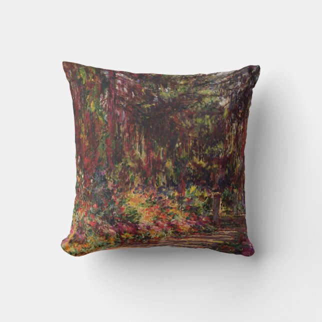 Claude Monet | The Garden Path at Giverny Throw Pillow (Front)
