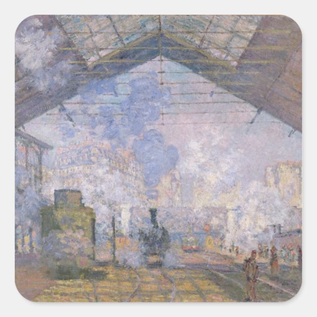 Claude Monet | The Gare St. Lazare, 1877 Square Sticker (Front)