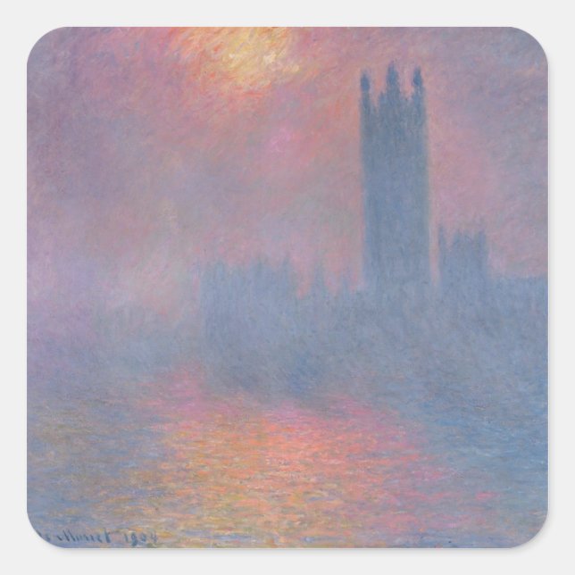 Claude Monet | The Houses of Parliament, London Square Sticker (Front)