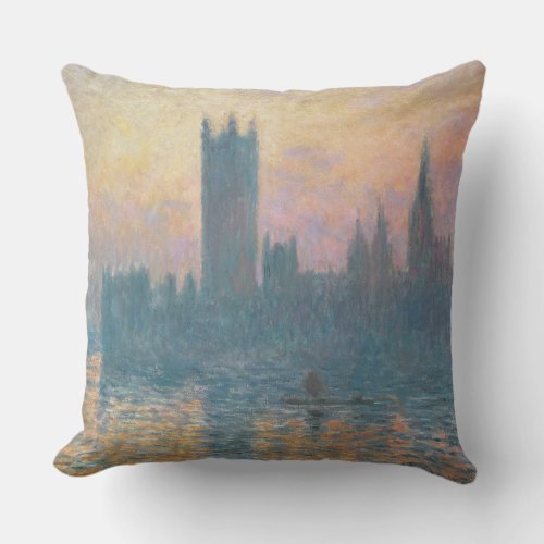 Claude Monet  The Houses of Parliament Sunset Throw Pillow