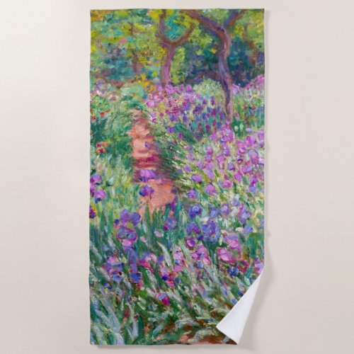 Claude Monet _ The Iris Garden at Giverny Beach Towel