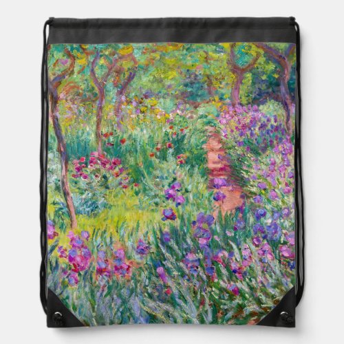 Claude Monet _ The Iris Garden at Giverny Drawstring Bag