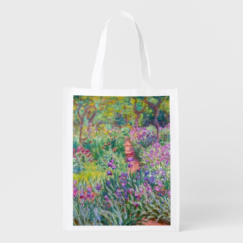 Claude Monet _ The Iris Garden at Giverny Grocery Bag