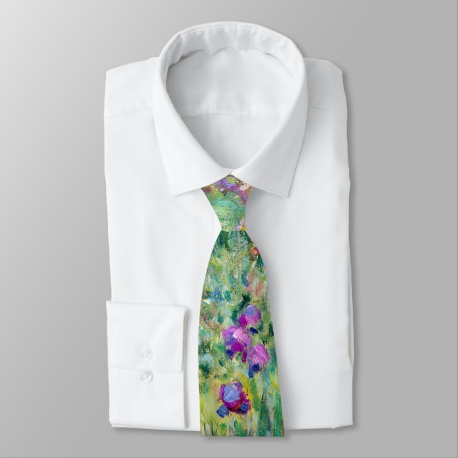 Claude Monet - The Iris Garden at Giverny Neck Tie (Tied)