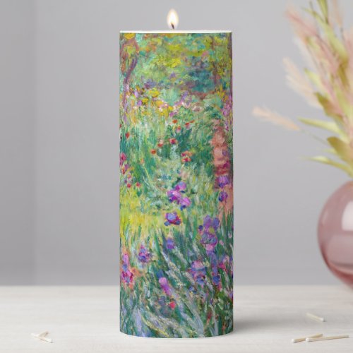 Claude Monet _ The Iris Garden at Giverny Pillar Candle