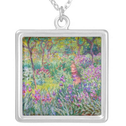 Claude Monet _ The Iris Garden at Giverny Silver Plated Necklace