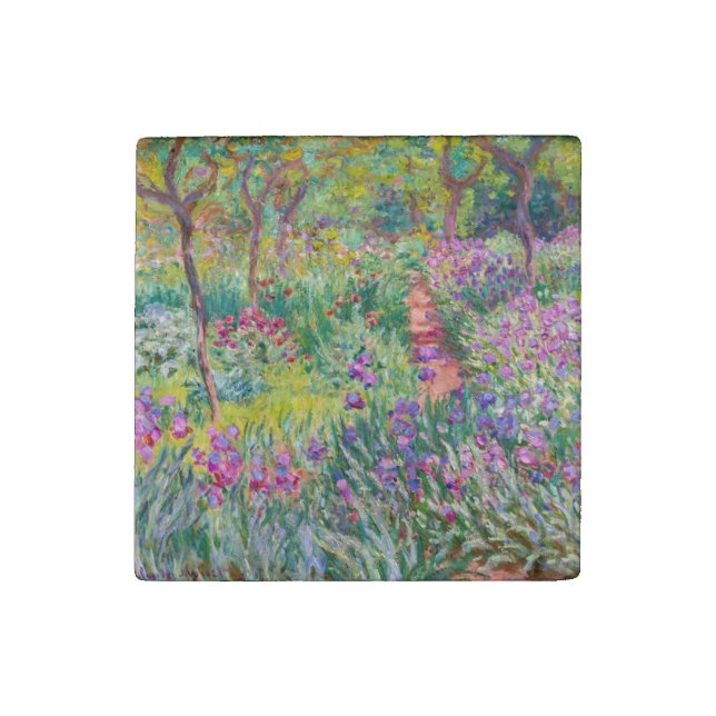 Claude Monet - The Iris Garden at Giverny Stone Magnet (Front)