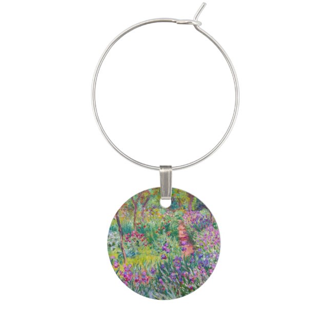 Claude Monet - The Iris Garden at Giverny Wine Charm (Front)